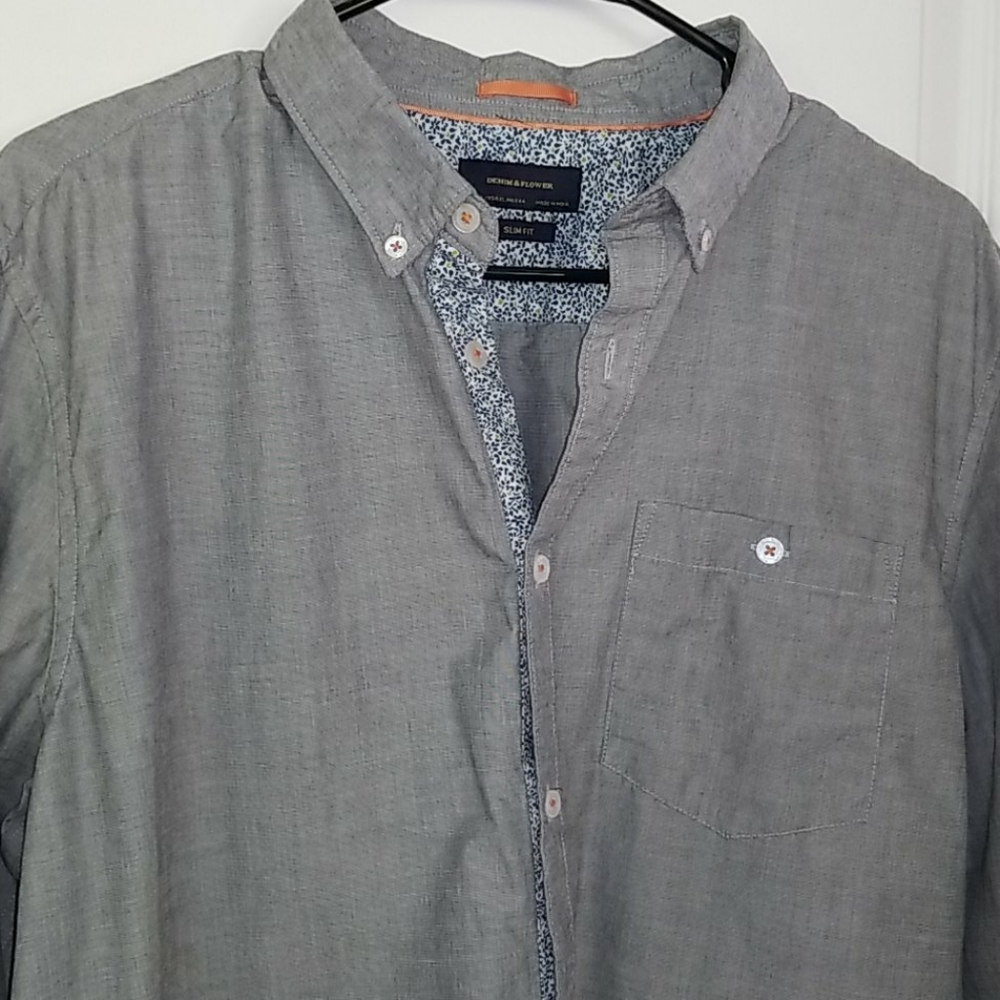 Denim & Flower Button Down Shirt